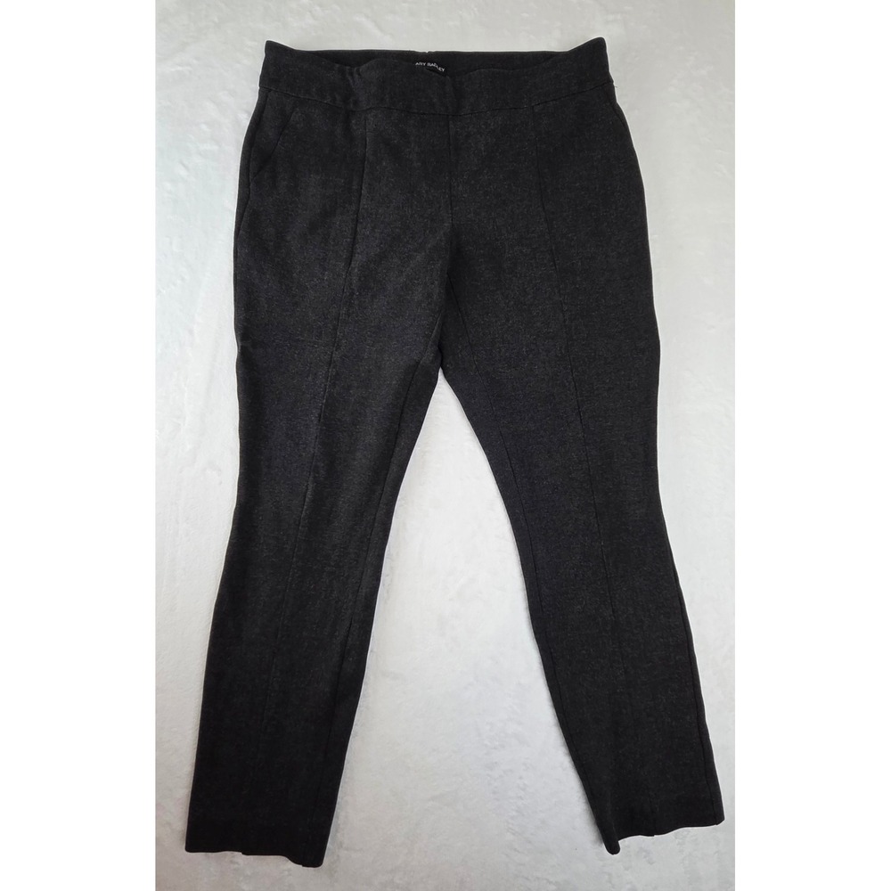 Hilary Radley Women Gray Pull-On Stretch Ponte Knit Pants Large D3455-K838